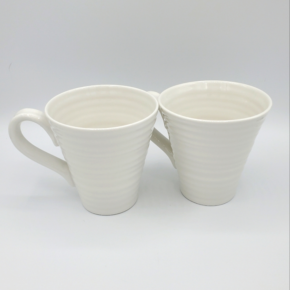 Set of two Sophie Conran Portmeirion 12.5 oz Coffee Mugs White Porcelain